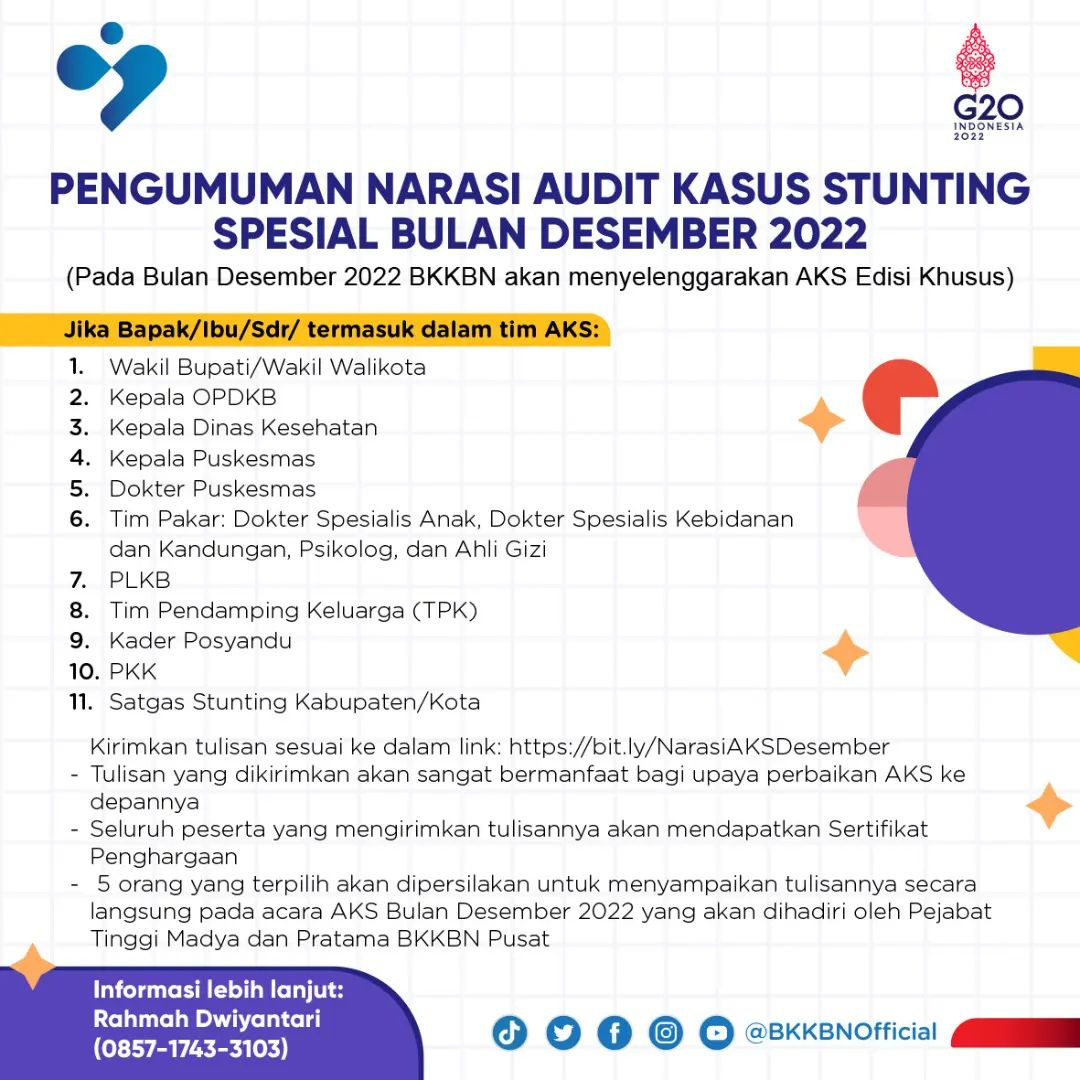 Pengumuman Narasi Audit Kasus Stunting Spesial Bulan Desember 2022