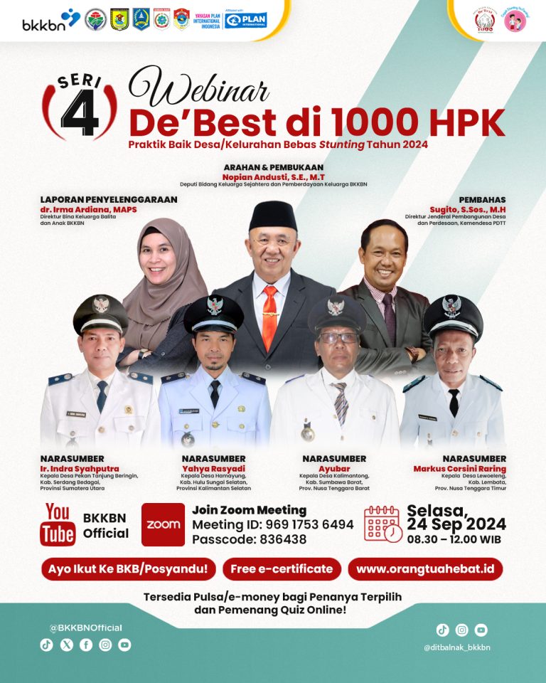 Webinar Praktik Baik Desa/Kelurahan Bebas Stunting (De’Best) Seri 4