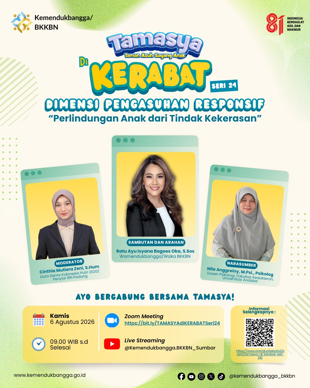 TAMASYA di Kelas Orang Tua Hebat (KERABAT) Seri 24 Tahun 2026 “Perlindungan Anak dari Tindak Kekerasan”