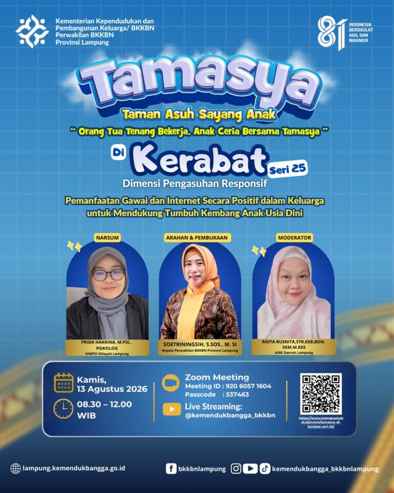 TAMASYA di KERABAT Seri 25 “Dimensi Pengasuhan Responsif: Pemanfaatan Gawai dan Internet Secara Positif dalam Keluarga Mendukung Tumbuh Kembang Anak Usia Dini”