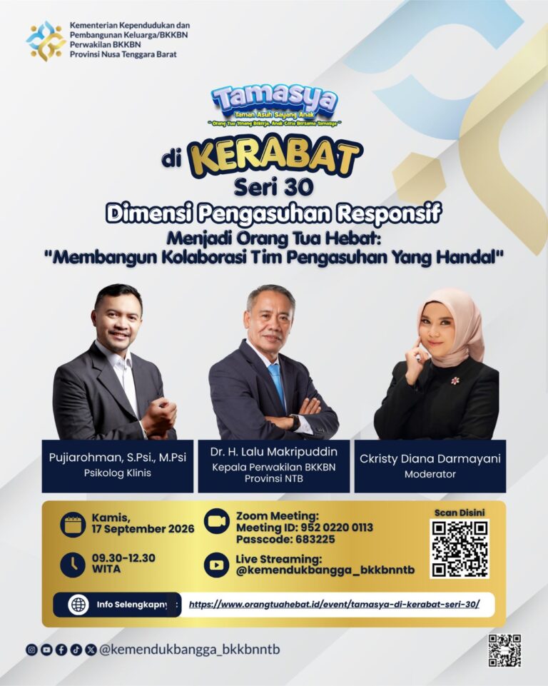 TAMASYA di KERABAT Seri 30 “Dimensi Pengasuhan Responsif: Menjadi Orang Tua Hebat: Membangun Kolaborasi Tim Pengasuhan Yang Handal”
